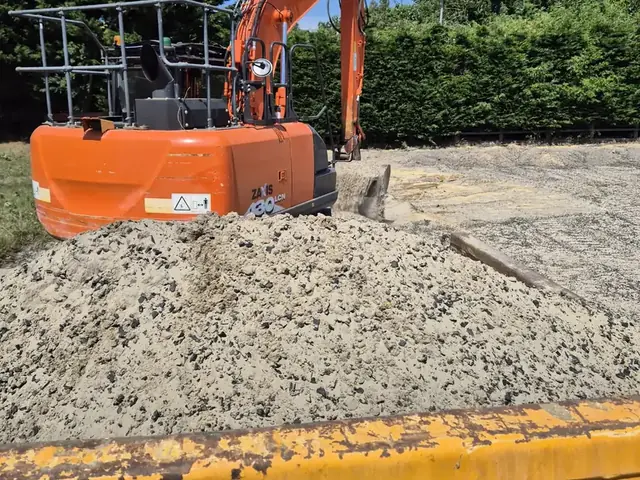 Deep excavated trench ready for pipework