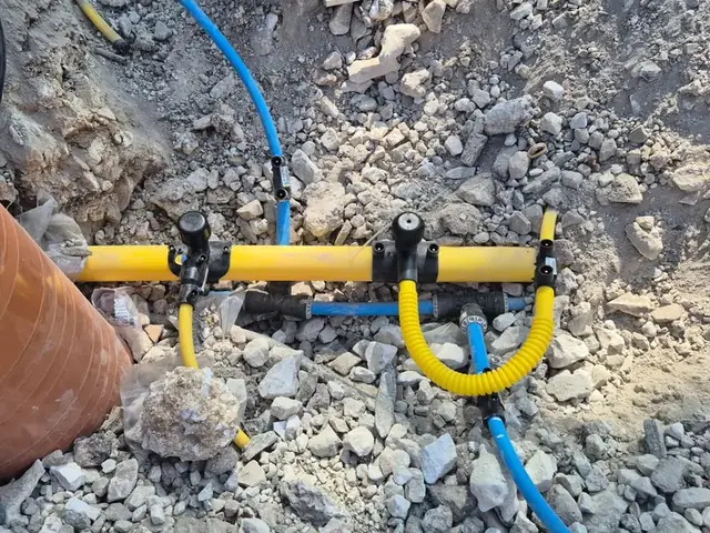 Multi-utility service connection — water, gas and cable